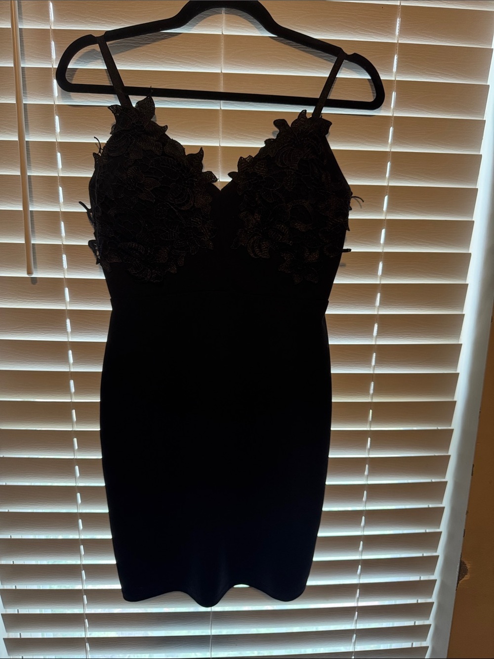 Haute Monde Black Lace-Appliqué Mini Dress